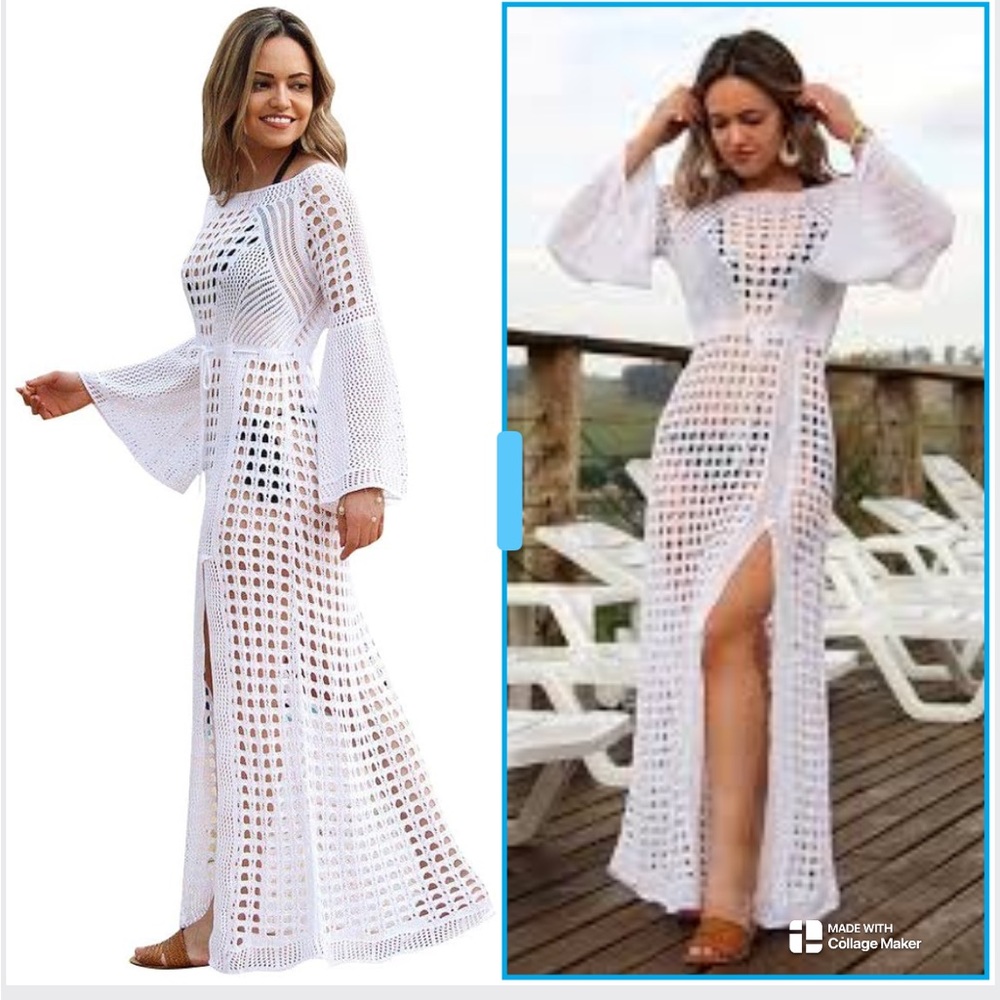 GIFTED Chic Sheer Crochet Summer Dress Cover Up - Picture 1 of 7